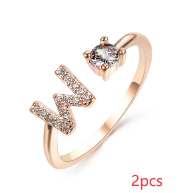 New Design Adjustable 26 Initial Letter Ring Fashion Jewelry For Women Simple Elegant Jewelry