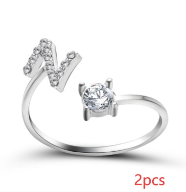 New Design Adjustable 26 Initial Letter Ring Fashion Jewelry For Women Simple Elegant Jewelry