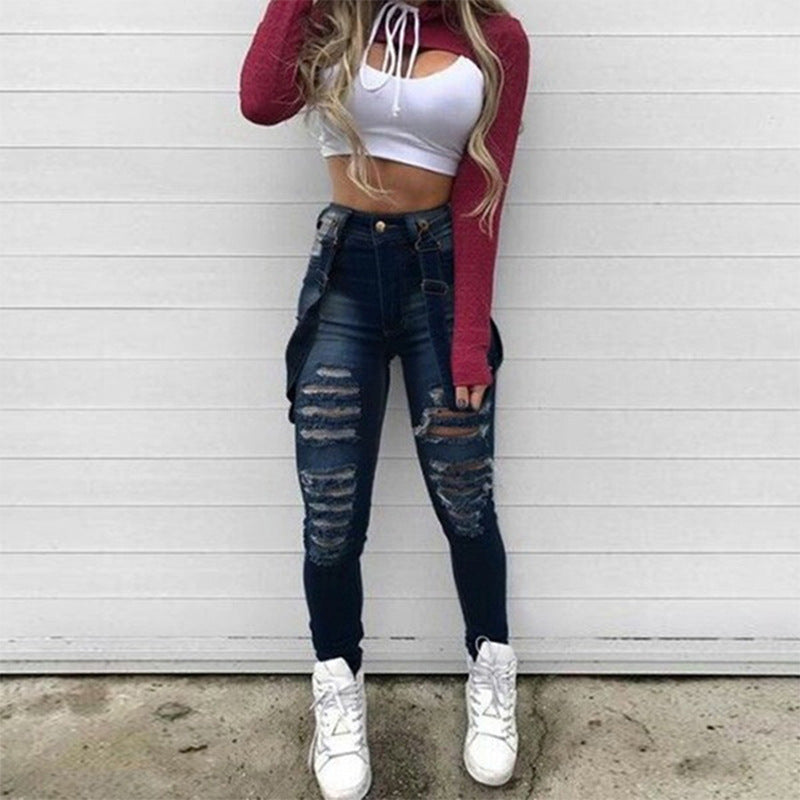 High-rise ripped jeans