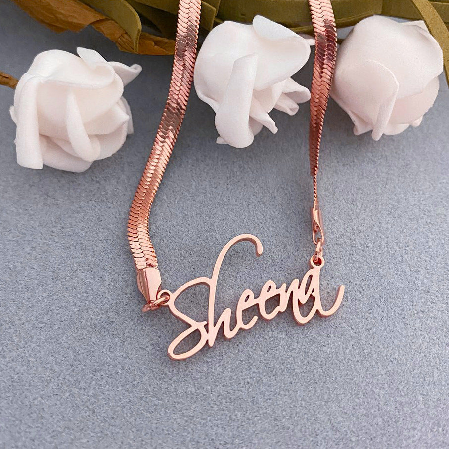 Wind Blade Necklace Custom Name Stainless Steel Name Snake Chain Necklace For Women Jewelry Gift