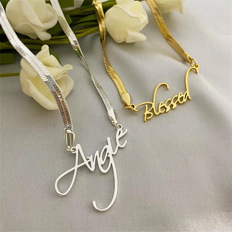 Wind Blade Necklace Custom Name Stainless Steel Name Snake Chain Necklace For Women Jewelry Gift