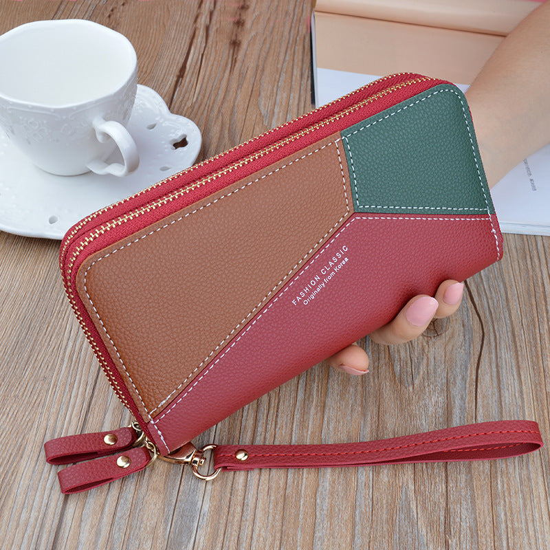 New Double Zipper Hand Wallet Women"s