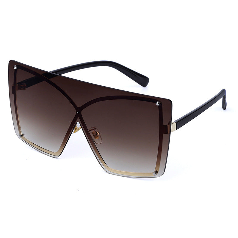 Fashion Oversized Sunglasses Women   Rimless Square Sun