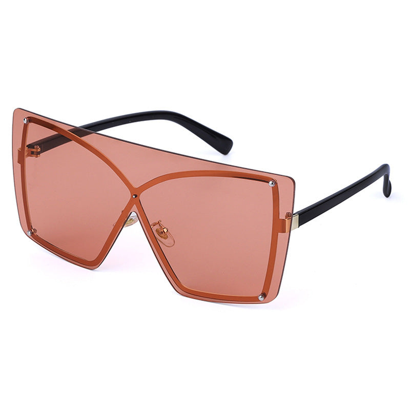 Fashion Oversized Sunglasses Women   Rimless Square Sun