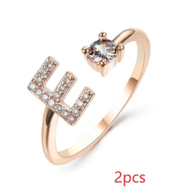 New Design Adjustable 26 Initial Letter Ring Fashion Jewelry For Women Simple Elegant Jewelry