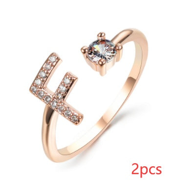 New Design Adjustable 26 Initial Letter Ring Fashion Jewelry For Women Simple Elegant Jewelry