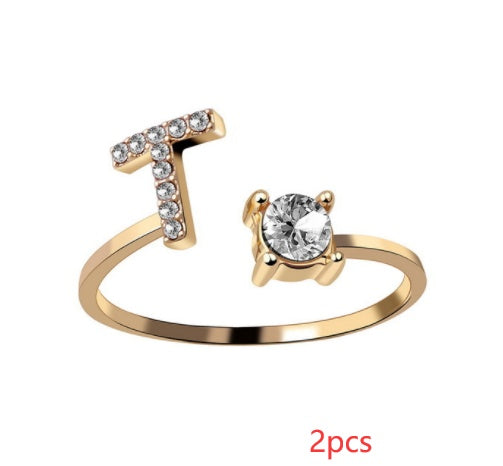 New Design Adjustable 26 Initial Letter Ring Fashion Jewelry For Women Simple Elegant Jewelry