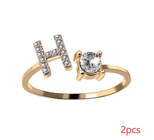 New Design Adjustable 26 Initial Letter Ring Fashion Jewelry For Women Simple Elegant Jewelry