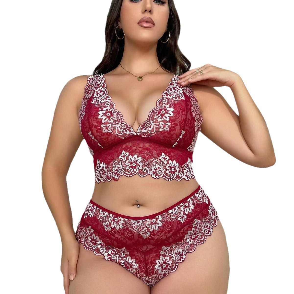 Plus Size Lace Underwear Suit