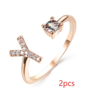 New Design Adjustable 26 Initial Letter Ring Fashion Jewelry For Women Simple Elegant Jewelry