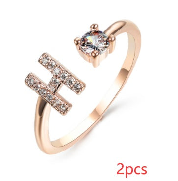 New Design Adjustable 26 Initial Letter Ring Fashion Jewelry For Women Simple Elegant Jewelry