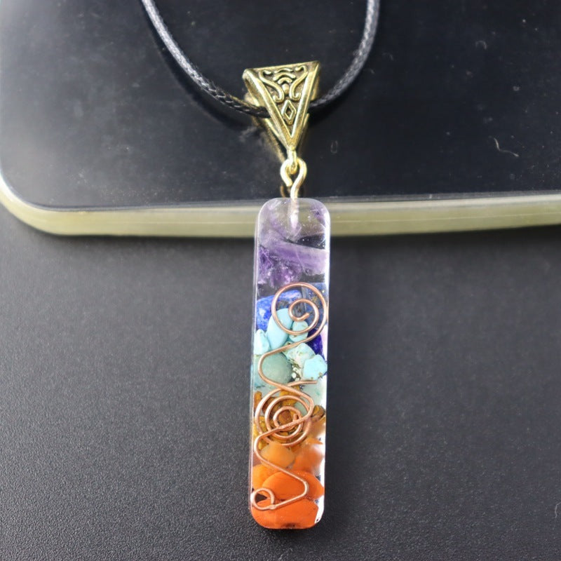 Retro Reiki Healing Energy Crystal Pendant Natural Stone For Yoga Meditation Spiritual 7 Chakra Jewelry Necklace Amulet