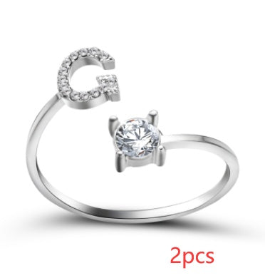 New Design Adjustable 26 Initial Letter Ring Fashion Jewelry For Women Simple Elegant Jewelry