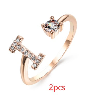 New Design Adjustable 26 Initial Letter Ring Fashion Jewelry For Women Simple Elegant Jewelry