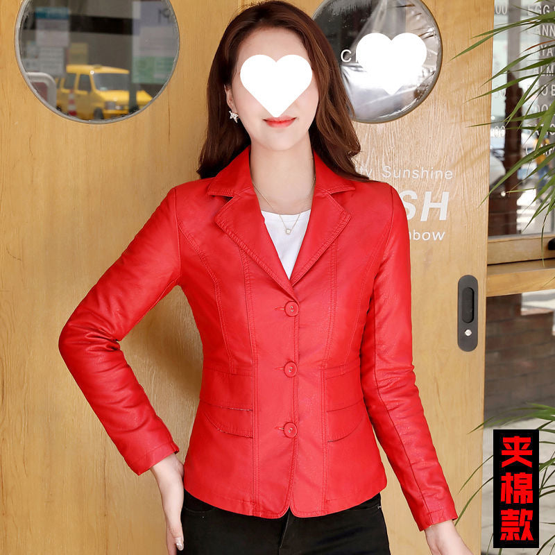 Leather Coat Women Fall Short Western Style All-matching Women