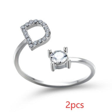 New Design Adjustable 26 Initial Letter Ring Fashion Jewelry For Women Simple Elegant Jewelry