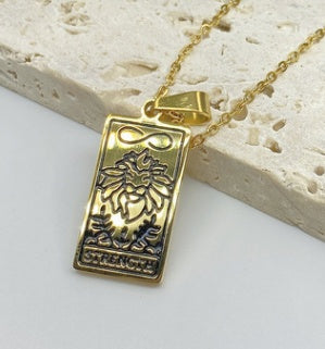 Square Tarot Cards Necklace For Women Gold Stainless Steel Moon Sun Couple Pendant Neck Chain Necklace Vintage Cute Jewelry Gift