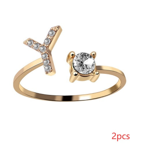 New Design Adjustable 26 Initial Letter Ring Fashion Jewelry For Women Simple Elegant Jewelry