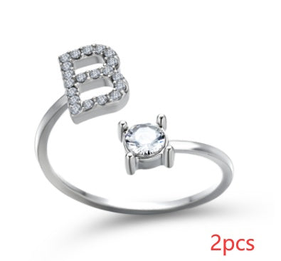 New Design Adjustable 26 Initial Letter Ring Fashion Jewelry For Women Simple Elegant Jewelry