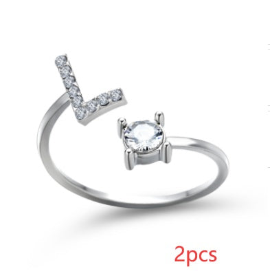 New Design Adjustable 26 Initial Letter Ring Fashion Jewelry For Women Simple Elegant Jewelry