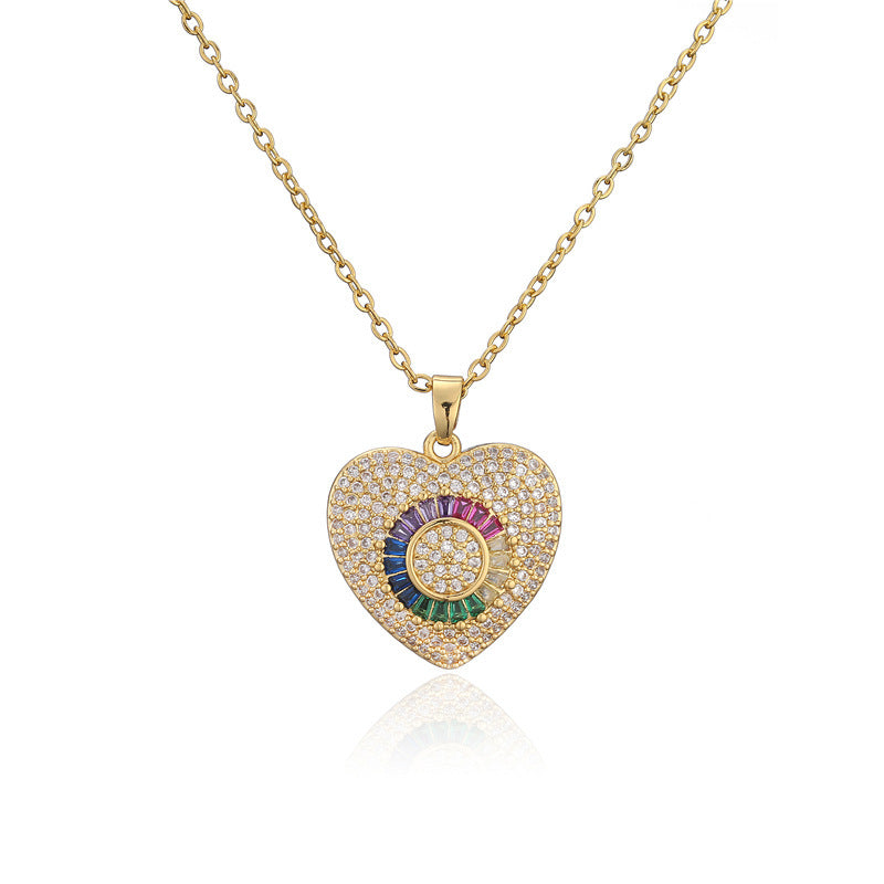 Jewelry 18K Real Gold Electroplating Full Diamond Love Pendant Necklace Women