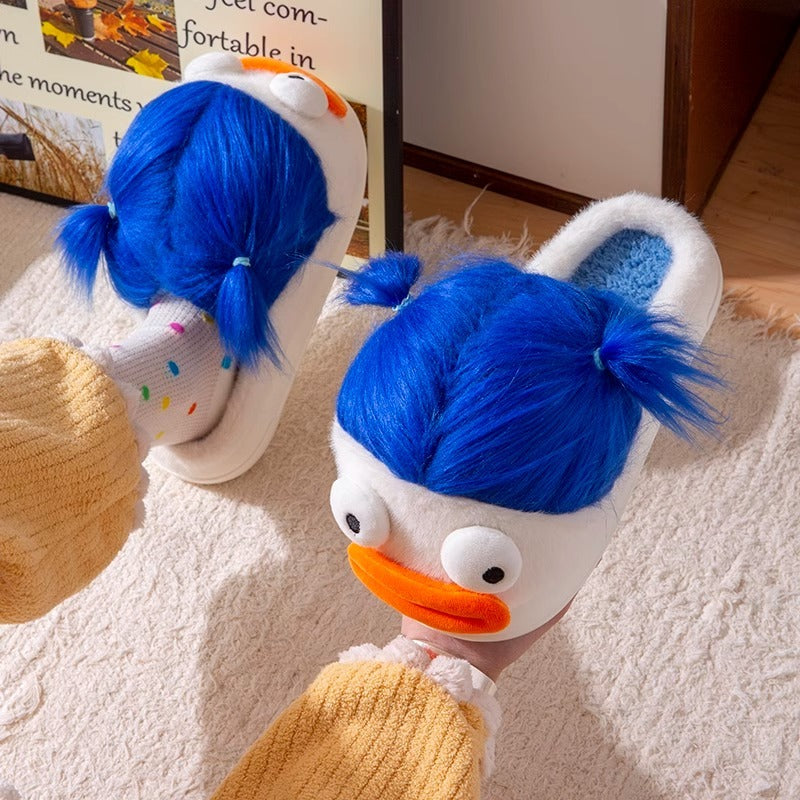 Indoor Home Use Ugly, Cute, Funny, Thick Soled Warm Fur Plush Slippers