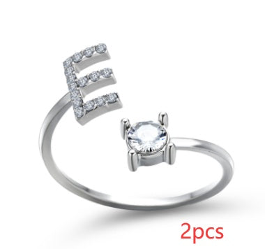 New Design Adjustable 26 Initial Letter Ring Fashion Jewelry For Women Simple Elegant Jewelry