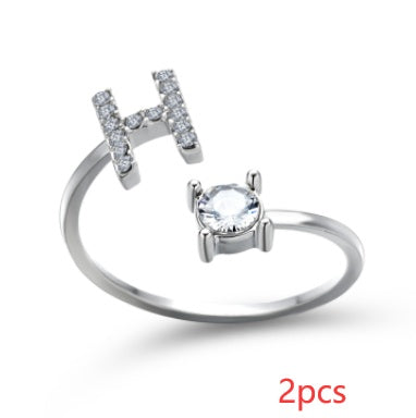 New Design Adjustable 26 Initial Letter Ring Fashion Jewelry For Women Simple Elegant Jewelry