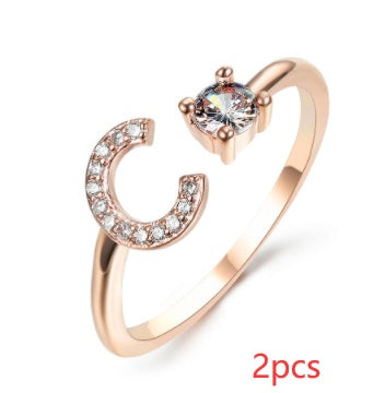 New Design Adjustable 26 Initial Letter Ring Fashion Jewelry For Women Simple Elegant Jewelry