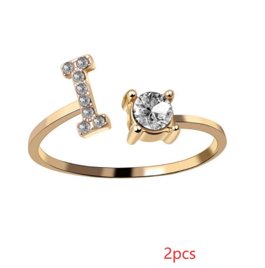 New Design Adjustable 26 Initial Letter Ring Fashion Jewelry For Women Simple Elegant Jewelry