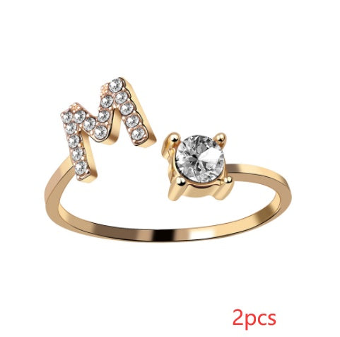 New Design Adjustable 26 Initial Letter Ring Fashion Jewelry For Women Simple Elegant Jewelry