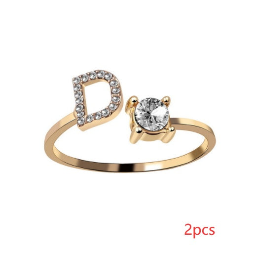 New Design Adjustable 26 Initial Letter Ring Fashion Jewelry For Women Simple Elegant Jewelry