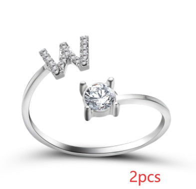 New Design Adjustable 26 Initial Letter Ring Fashion Jewelry For Women Simple Elegant Jewelry