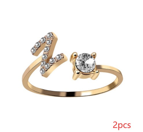 New Design Adjustable 26 Initial Letter Ring Fashion Jewelry For Women Simple Elegant Jewelry