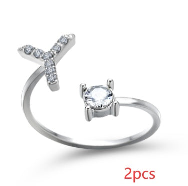 New Design Adjustable 26 Initial Letter Ring Fashion Jewelry For Women Simple Elegant Jewelry