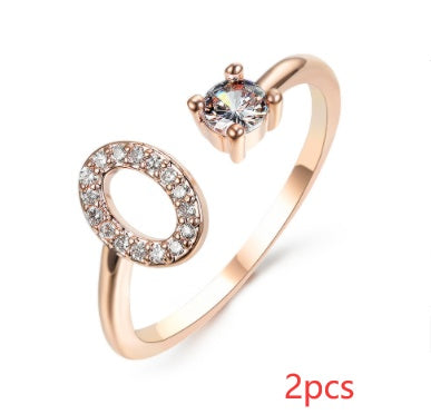 New Design Adjustable 26 Initial Letter Ring Fashion Jewelry For Women Simple Elegant Jewelry