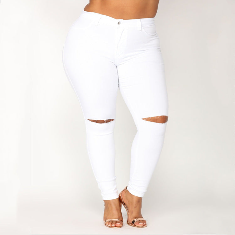 Fashion Ladies Wish Solid Color Plus Size Pants