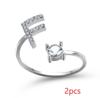 New Design Adjustable 26 Initial Letter Ring Fashion Jewelry For Women Simple Elegant Jewelry